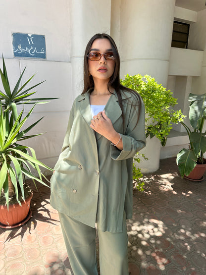 Olive Green Linen Suit