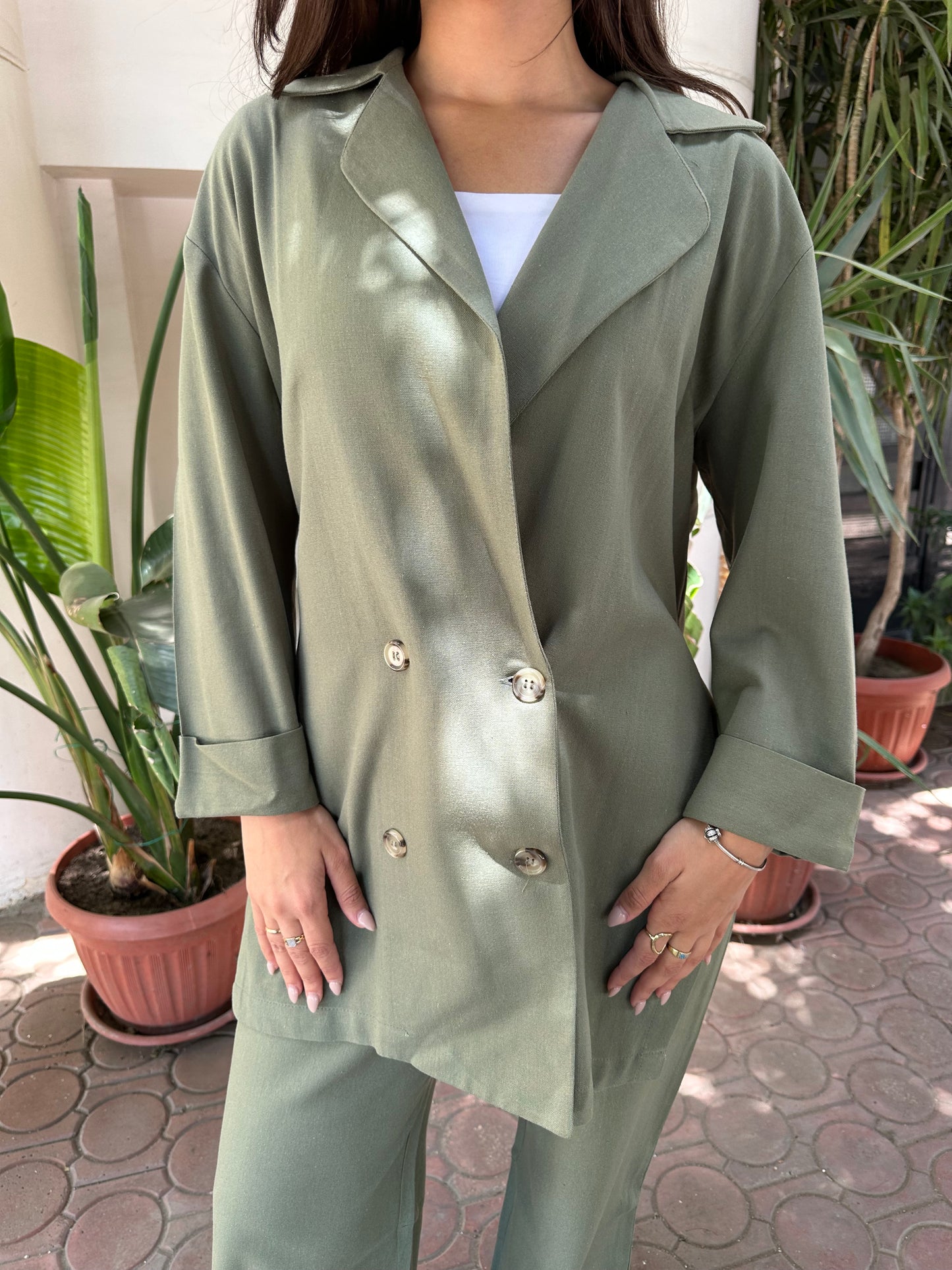 Olive Green Linen Suit