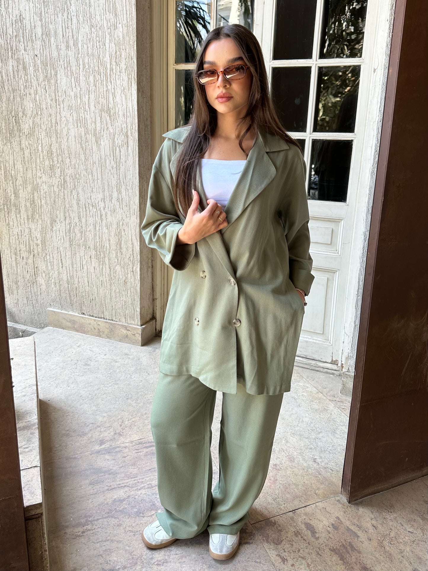 Olive Green Linen Suit