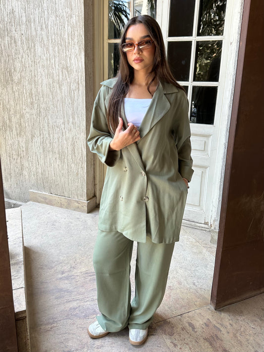Olive Green Linen Suit