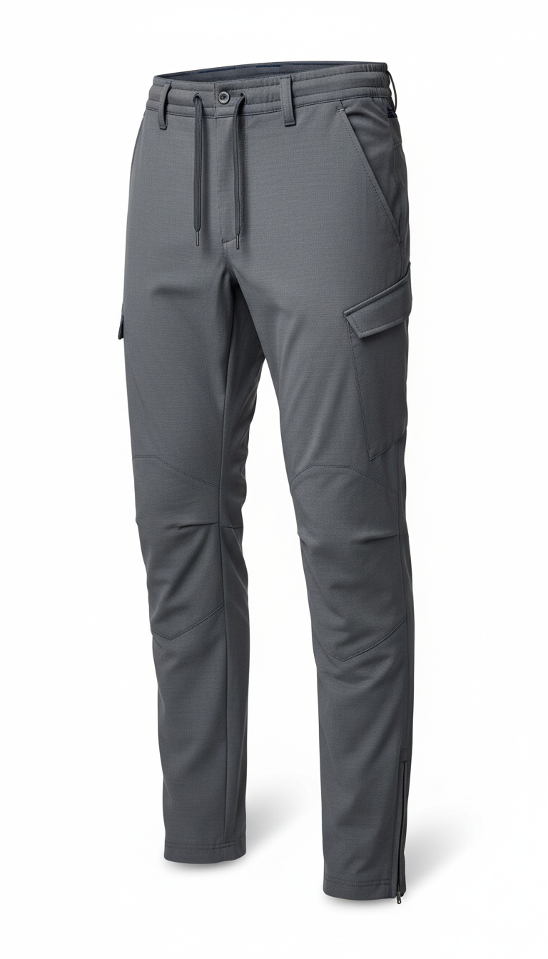 Technical graphite trousers with tapered ankle