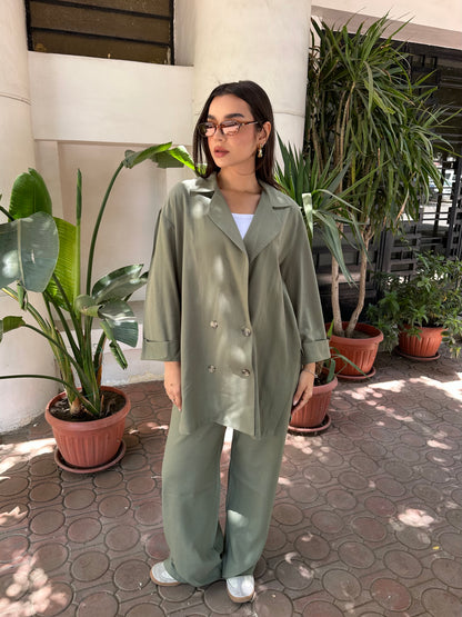 Olive Green Linen Suit