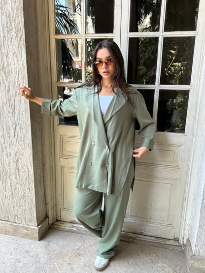Olive Green Linen Suit