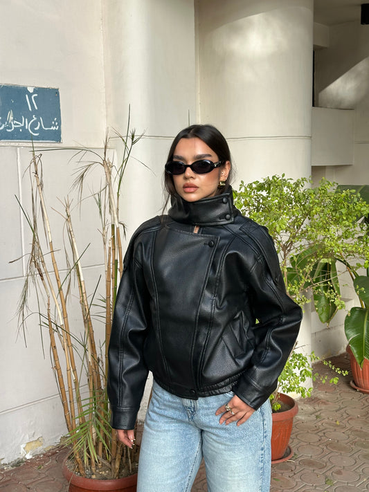 Funnel Neck Jacket Black