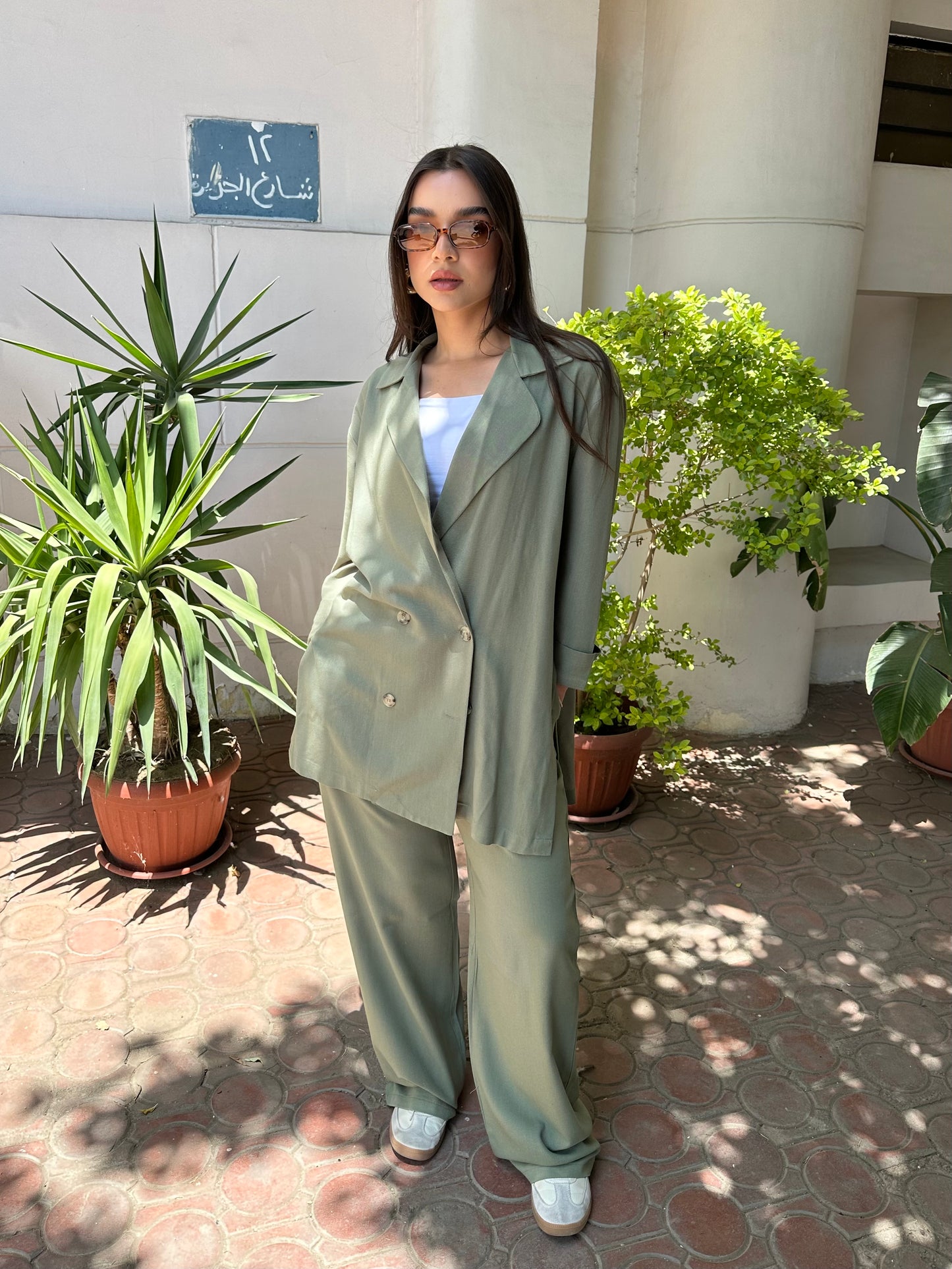 Olive Green Linen Suit