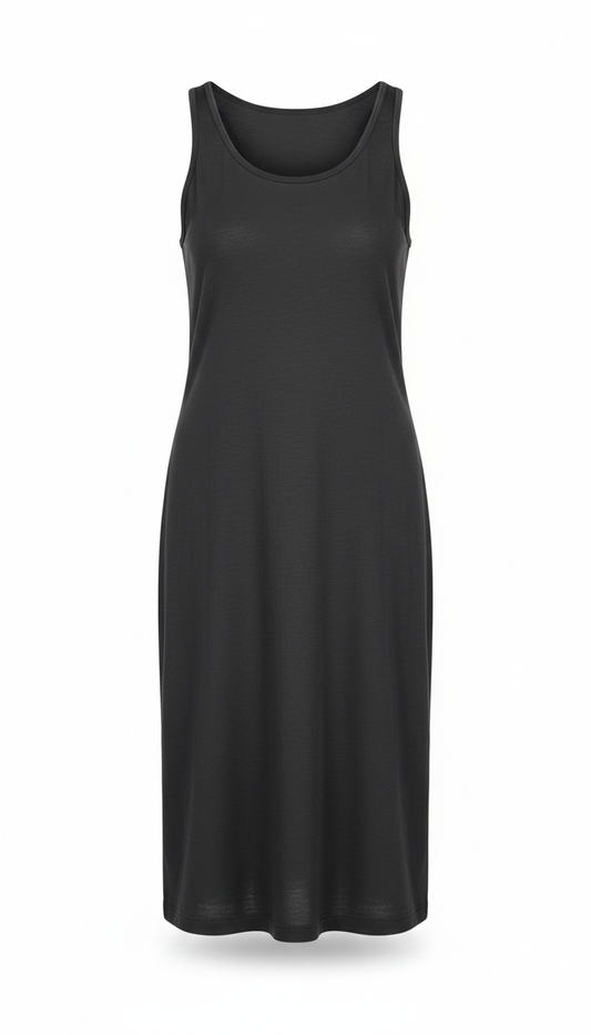 Minimalist cotton tank dress in matte white