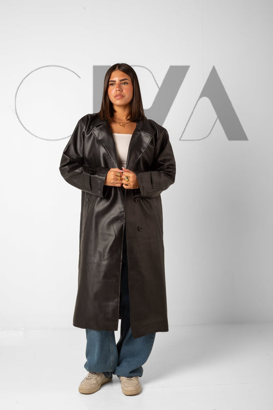 Leather Trench Coat - Black - CIVA