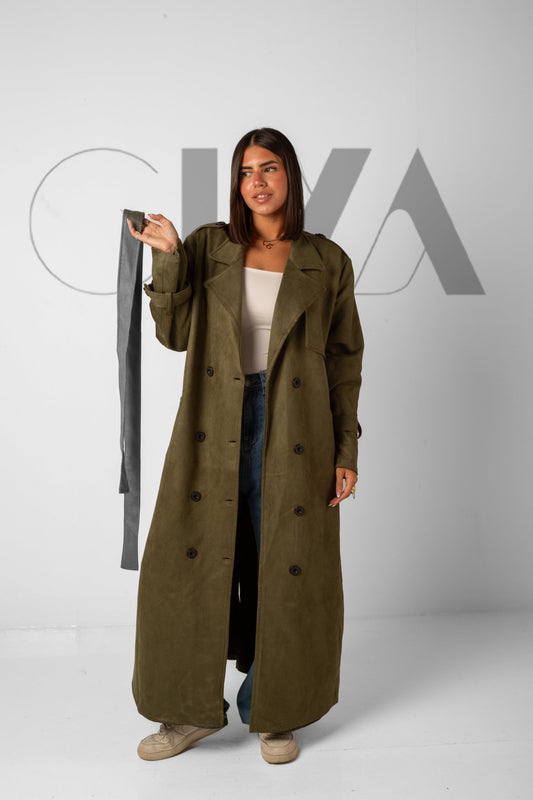 Tailored Suede trench _ Olive Green - CIVA